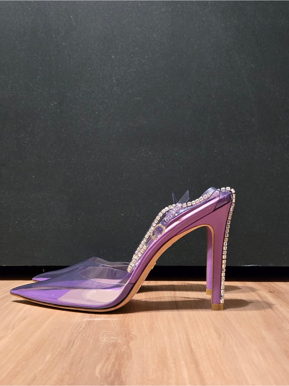 Stuart Weitzman | Stuart Glam PVC Embellished Ankle-Strap Pumps | Size: US 11